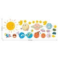 Detailed size chart of space planet wall decals showing 78x29 cm dimensions in PVC - JH2052 (29*78cm)