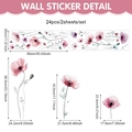 Lot de 2 planches de stickers muraux pavot rose et violet, 24 fleurs au style aquarelle - Pavot d'Eau Aquarelle (CT26Y80381T_R) / 90*30cm*2 Feuilles