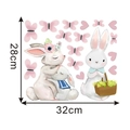 Detailed view of cartoon rabbit and butterfly wall stickers with 28x32cm dimensions - Rabbit with Flower Basket A (JBW9435A) / 32cm*28cm