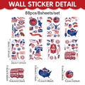 Set of 88 Independence Day PVC window decals with American flag and eagle designs - 8 Sheets Pack (CT24Y11533J_T)