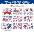Lot de 9 feuilles 121 stickers PVC électrostatiques pour fenêtre fête de l'indépendance - Mélange d'Icônes Américaines (UV26Y80291S_T) / 20x30cm