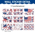 Stickers de fenêtre Fête de l'Indépendance USA avec 111 autocollants PVC drapeaux étoiles - Texte God Bless America (UV26Y80292S_T) / 20x30cm
