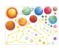 Cartoon solar system wall stickers with planets and stars for kids room decor - JEQ90029 (47.6*35cm)