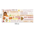 Detailed sheet of Thanksgiving wall stickers with pumpkins and turkeys, 98cm x 40cm size - Thankful Autumn (TBW9195)