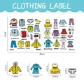 Girl clothing label stickers for wardrobe organization with cute icons and English text - UV20407T_T: 49*24CM