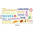 Detail view of colorful summer theme wall stickers with dimensions 32x65cm for kids rooms - Summer Sunshine (TBW9184)
