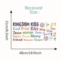 Dettaglio di adesivi murali religiosi colorati per bambini misura 21cm x 48cm - Citazioni del Regno (TCN90001)