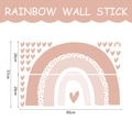 Bohemian rainbow wall decals with hearts and dots for nursery in Morandi pink tone - UV20372T_R: 90*57cm