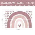 Boho rainbow and heart wall sticker set in Morandi tones, 90cm x 57cm layout size - UV20373T_R: 90*57cm