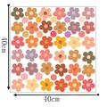 Self-adhesive PVC flower wall sticker in boho style, 40cm x 40cm square decal - Warm Tone Line Flowers (CT20495AT_R)