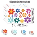 Tabella taglie dettagliata per set di 96 adesivi a margherita con diametri dei fiori - Stile Margherita Retrò (CT70011J_T)
