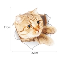 Vinilo decorativo de gato naranja 3D con efecto de pared rota medida 21cm x 22cm - Estilo Gato Atigrado Naranja Realista 3D (CT20341J_T) / 22cm*21cm
