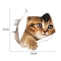 3D hole-effect tabby cat wall decal sticker for home decor, size 21cm x 22cm - 3D Realistic Golden Shorthair Cat Style (CT20343J_T)