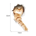 3D cracked wall sticker featuring a cute ginger cat reaching out, size 19x32 cm - 3D Realistic Orange Peeking Cat Style (CT20346J_T)