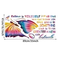 Colorful butterfly wall sticker with motivational quote in 89x41cm dimensions - Gradient Butterfly Inspirational Quote / 89cmx41cm