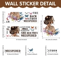 PVC wall decal featuring a woman with floral tattoo, colorful butterflies, and quotes - Woman Back Flower Butterfly Quote / 89.7cmx29.48cm