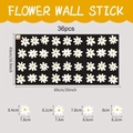 Set de 36 pequeñas pegatinas de pared de margaritas blancas y amarillas de deco - Colección Margarita Base Negra (UV20913T_T) / 89x43cm
