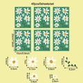 Daisy wall sticker set with 48 pieces of white flowers and green leaves on 6 sheets - Green Paper Base Daisy Collection (UV20024T_T)