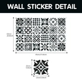Tabla detallada de tallas para pegatinas de pared mandalas de PVC adhesivo 15x15cm - Estilo Mandala Geométrico (TBW9384)