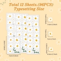 Daisy wall decal set with 96 stickers on 12 sheets for bohemian home wall decoration - 12 Sheets White Daisy Collection (UV70024T_T)