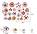 Daisy flower wall stickers set in 24x24cm sheet with multi-size floral decals - Illustration Style Colorful Flowers (UV70140T_T)