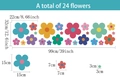 Bohemian daisy wall stickers set of 24 colorful flower decals for room decor - 24 Flowers Colorful Collection Roll (UV20154T_T)