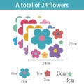 Daisy wall stickers set of 24 flowers in 3 sizes for colorful boho home decoration - 24 Flowers Colorful Collection Flat (UV20154T_T)