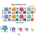 Colorful daisy wall decals set with 48 stickers in various sizes for boho nursery decor - 48 Piece Colorful Flower Collection (UV20154BT_T)