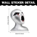 Detail view of scary ghost face wall sticker with bloody tears and 40x32cm dimensions - Screaming Ghost Face (UV70051T_R)