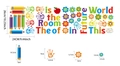 Detail showing colorful motivational wall stickers with pencil and handprint graphics - UV70238T_T (24*26cm)