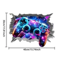 Adesivo murale 3D controller di gioco con graffiti neon ed effetto muro rotto in PVC - 40*30cm / Controller Neon Cyberpunk (UV25Y30014T_R)