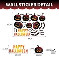 Halloween PVC window stickers set with pumpkin lanterns, bats and Happy Halloween text - Pumpkin Lettering Style (TBW9483-UV)