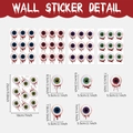 Set of 5 realistic bloody eyeball window stickers in various colors for Halloween decor - Horror Eyeball Set (UV70094T_T)