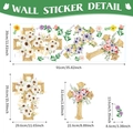 Detailed dimension guide for Easter floral cross wall stickers measuring 91x30cm overall - Floral Cross Combination (UV24Y10010T_R: 91*30cm)