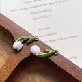 Detailed close-up of 3D tulip flower alloy charms for DIY jewelry making on wood - White Gold Ring