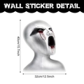 Halloween venstersticker griezelige spook, 40x32cm zelfklevende PVC muursticker - Bloederige Zombiehoofd (UV70051T_R: 40*32cm)