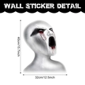 Pegatina Halloween ventana fantasma aterrador 32x40cm PVC decorativo adhesivo - Cabeza de Zombi Sangrienta (UV70051T_R: 40*32cm)