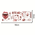 Halloween ματωμένα αυτοκόλλητα τοίχου με κείμενο bite me και ματωμένες παλάμες χεριών - 98*32cm