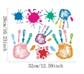 Colorful handprint and paint splash wall sticker for classrooms, 32x26cm PVC wall decal - Colorful Palmprints Ink Drops (CT20961T_T) / 32x26cm