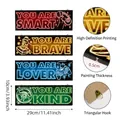 Set of 4 neon gamer wall art wood signs with positive quotes and gamepad icons - Style A (Without Light) (Set of 4) / Black