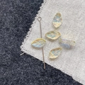 Macro shot of colorful iridescent glass leaf beads for DIY jewelry making and silver needle - Pale Yellow Leaf