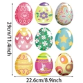 Stickers muraux œufs de Pâques avec motifs lapin et fleurs, lot de 9 pièces - Neuf Œufs C (TBW9607B-UV)