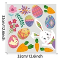 Pegatinas de ventana de conejo de Pascua y huevos de colores en PVC, tamaño 32cm - Set de Conejo de Dibujos Animados con Zanahoria (TBW9641C-UV)