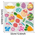 Pegatinas de Pascua para ventana con pollito, huevos de colores y flores - Set de Pollito Recién Nacido con Huevo (TBW9641D-UV)