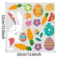 Pegatinas de Pascua para ventana con conejo blanco, huevos de colores y zanahorias - Set de Decoración de Conejo con Estrellas (TBW9641A-UV)