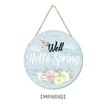 Pastel blue wooden spring welcome sign featuring colorful hummingbirds and flowers - Hummingbird Floral Style (M81603Q) / C:29cmx29cmx0.5cm