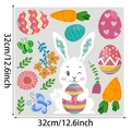 Easter wall sticker with bunny, colorful eggs and flowers, PVC 32cm self-adhesive decal - Bunny with Large Egg Set (TBW9641E-UV: 32cm*32cm)