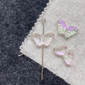 Iridescent butterfly glass beads and silver metal pin for DIY jewelry making sets - Pale Purple Butterfly