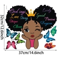 Adesivi murali per bambini con ragazza afro, farfalle e citazioni motivazionali - TBW9746-UV: 37cm*32cm
