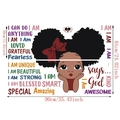 Adesivo murale con ragazza nera e frasi motivazionali per la cameretta dei bambini - TBW8040: 90*61cm (Arrotolato)